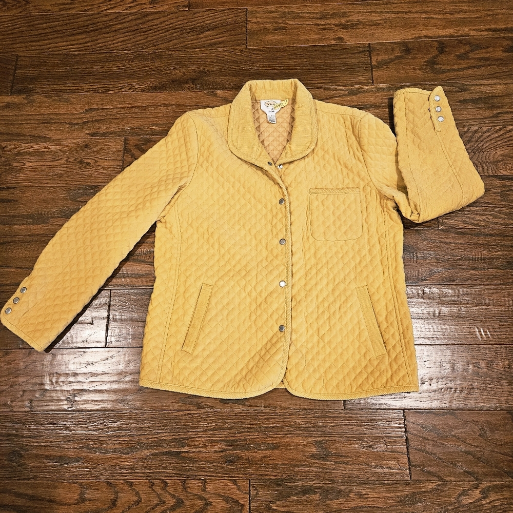 Talbots Stretch Quilted Barn Jacket, Gold - Size Large